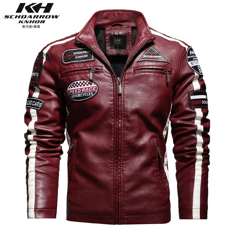 Veste en similicuir pour homme avec col montant et poches multiples | KH-188