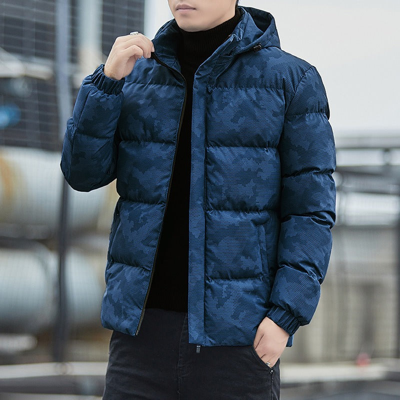 Veste coupe-vent décontractée pour homme, manteau d'hiver chaud à capuche épais et rembourré