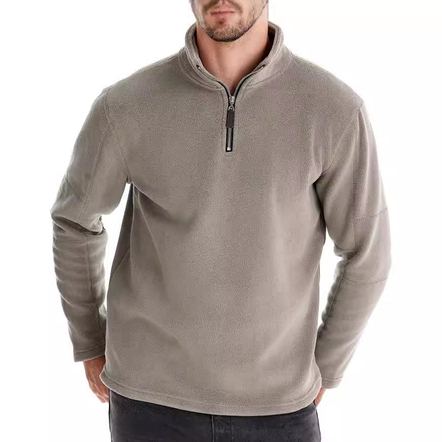 Men’s Fleece Pullover Sweatshirts | Autumn-Winter 2025 Europe Fashion | Half-Zip Stand Collar Tops | HD08