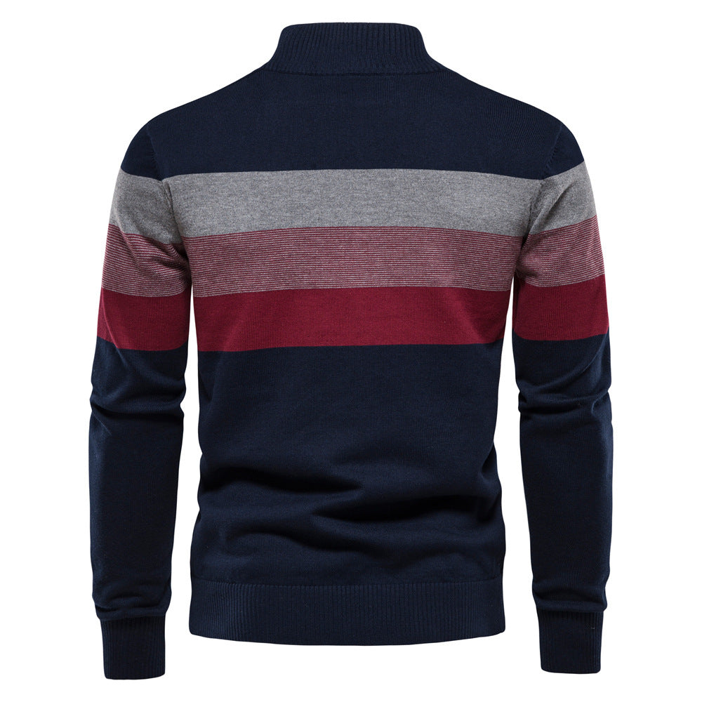 Men’s Half-Zip Mock Neck Knitted Sweater – Slim Fit Pullover for Autumn & Winter | Y245