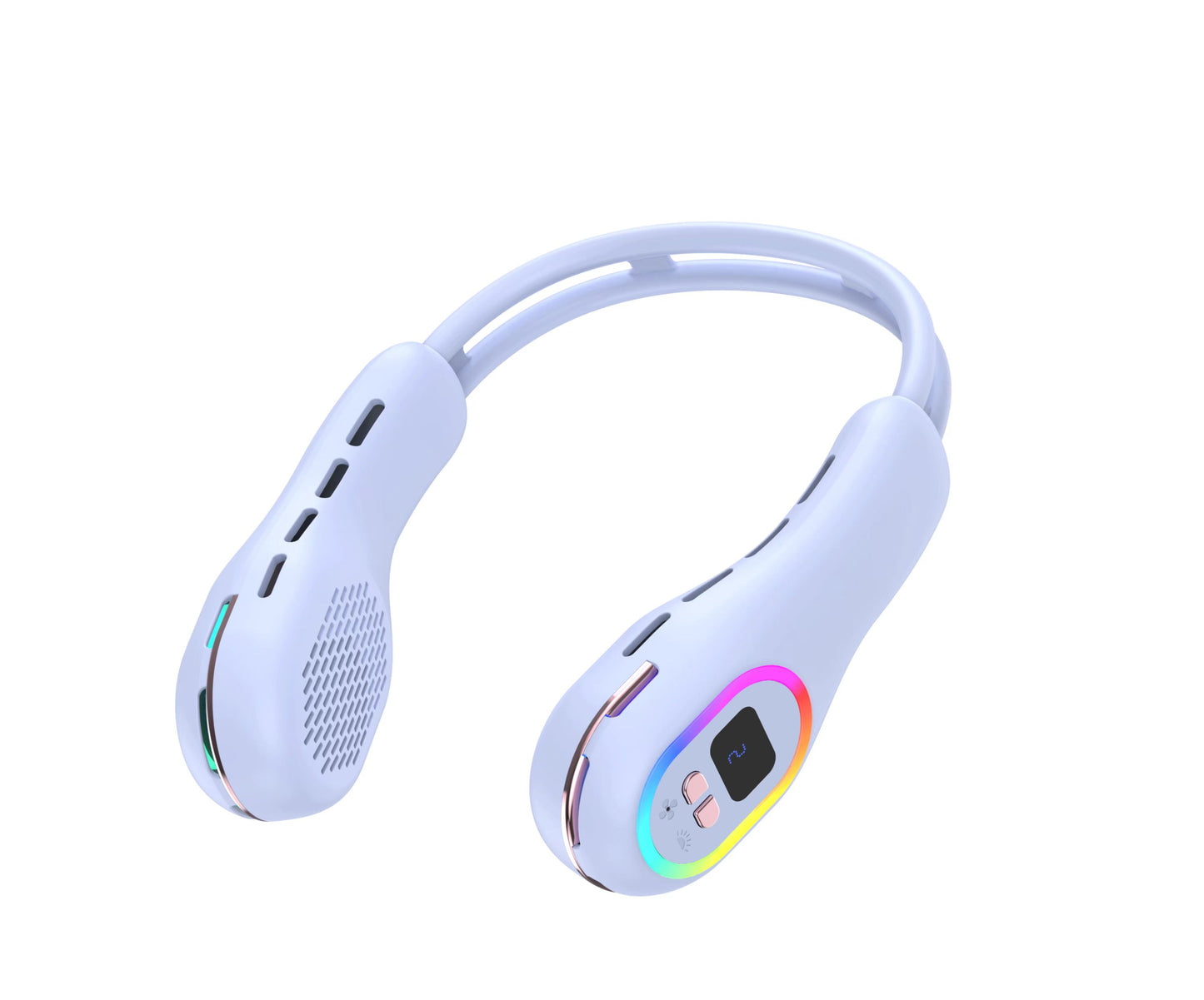 Summer Neck Fan Wearable Hands Free Bladeless Cooling Fans LED Colored Light 3 Speed 360° Wind Direction Adjustment Rechargeable Portable Air Con| S57