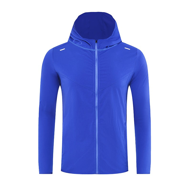 Veste de sport à capuche pour homme, imperméable, de qualité supérieure, avec bandes réfléchissantes, pour course à pied, extérieur, gym, entraînement