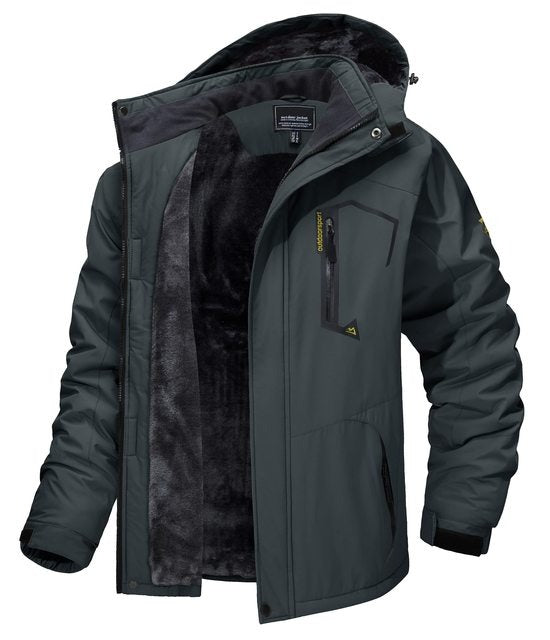 Mens Top Quality Warm Jacket Fleece Lined Waterproof Hooded Full Zip Bomber Coat
| TJ153D