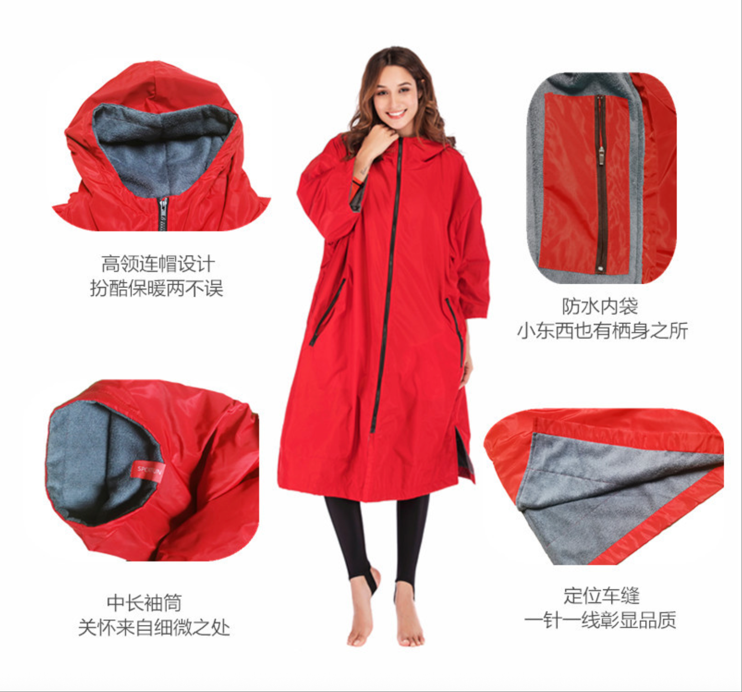 Sportfun Hooded Swim Robe – Water-Resistant, Fleece-Lined Changing Poncho | SPFF301