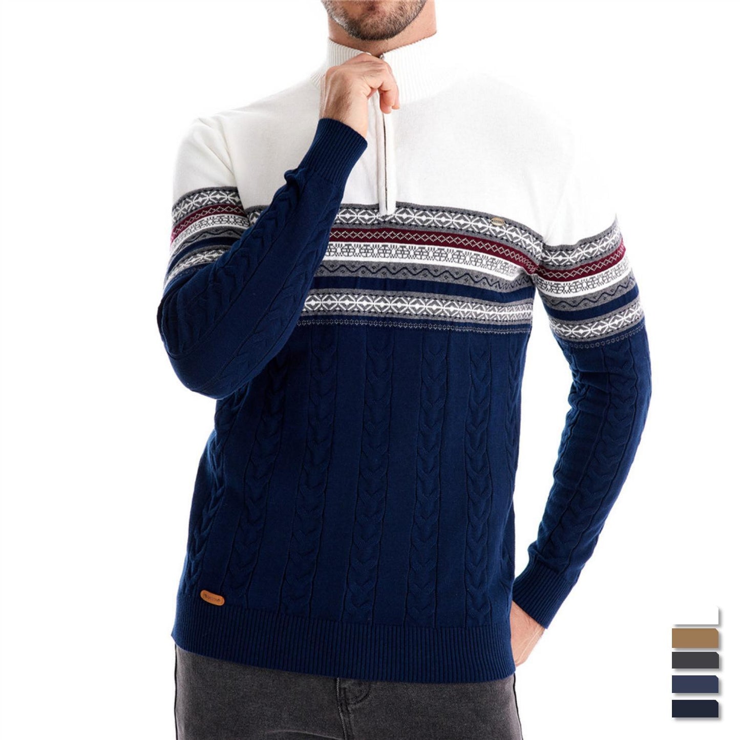 Maglioni invernali caldi in cotone da uomo con motivi etnici, maglione casual | M316
