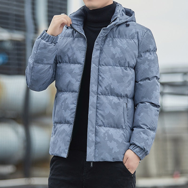 Veste coupe-vent décontractée pour homme, manteau d'hiver chaud à capuche épais et rembourré