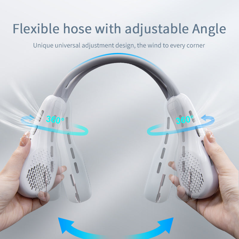 Summer Neck Fan Wearable Hands Free Bladeless Cooling Fans LED Colored Light 3 Speed 360° Wind Direction Adjustment Rechargeable Portable Air Con| S57