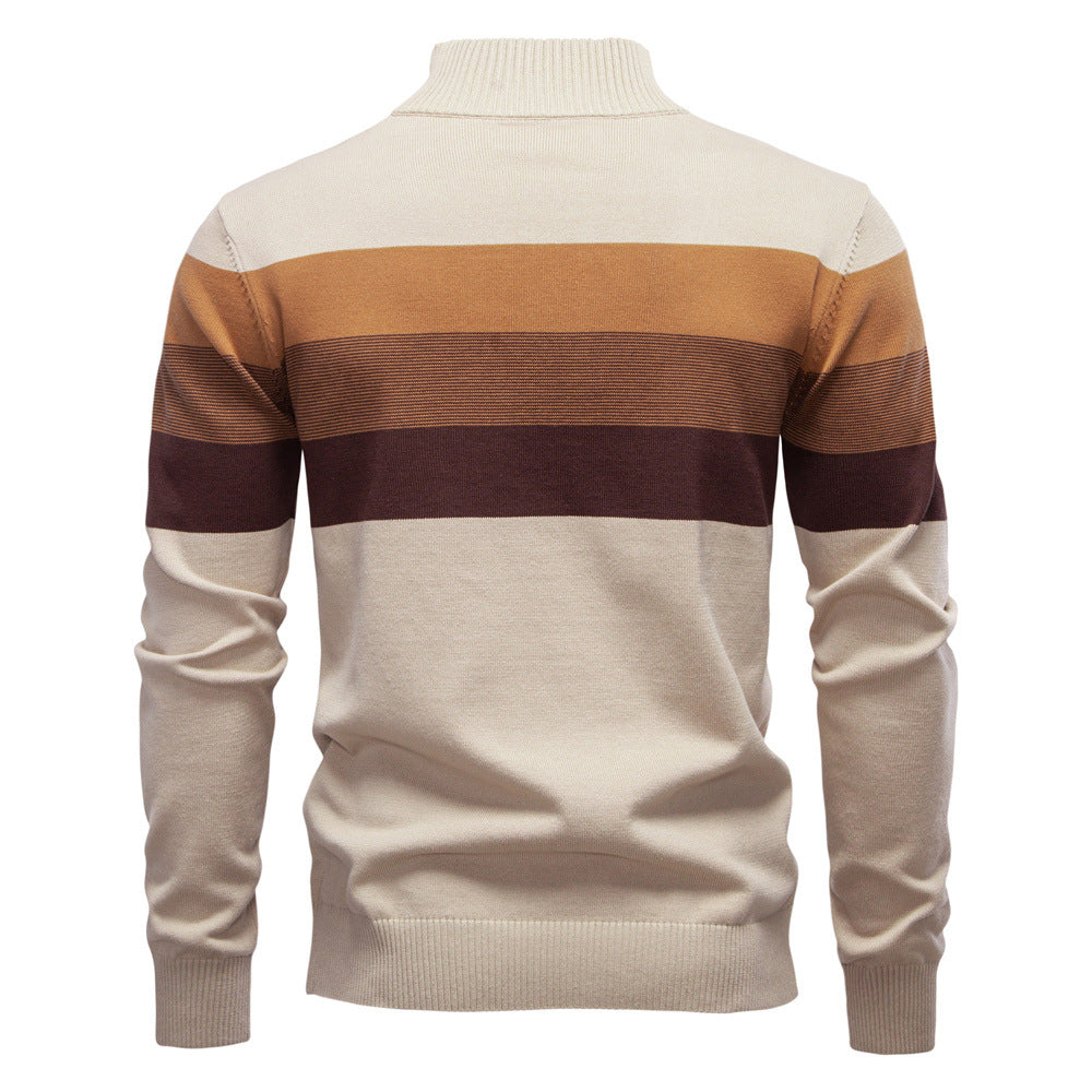 Men’s Half-Zip Mock Neck Knitted Sweater – Slim Fit Pullover for Autumn & Winter | Y245