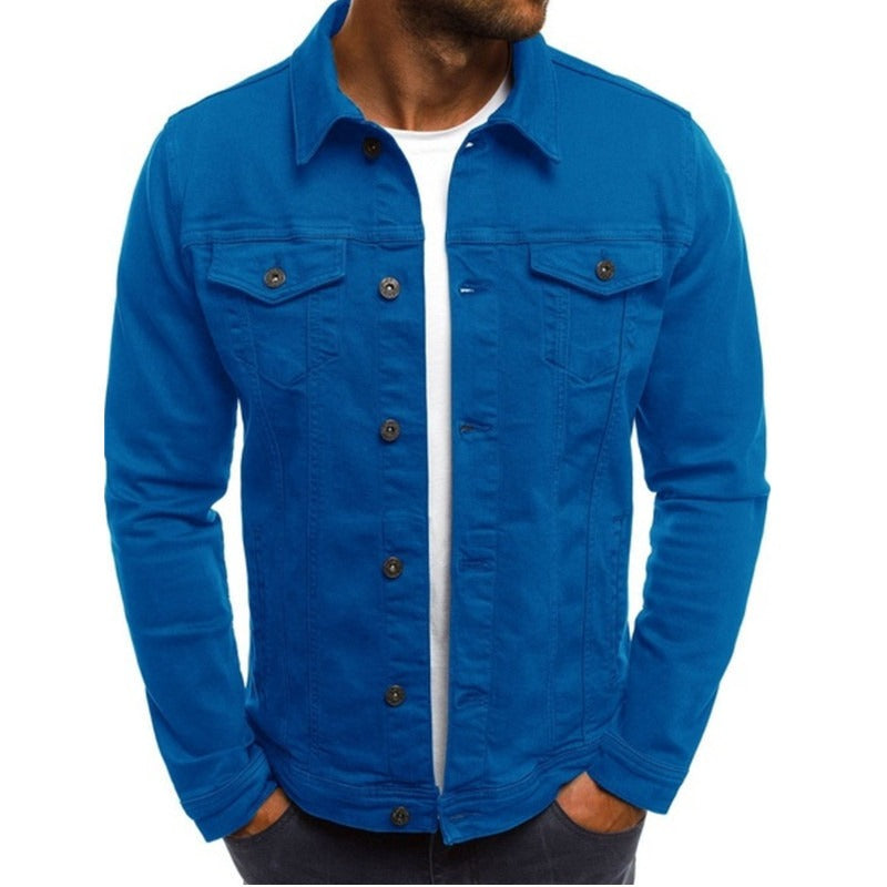 High Quality Denim Jacket Casual Solid Color Streetwear Coat Cardigan Button Workwear Jacket Top | zc132