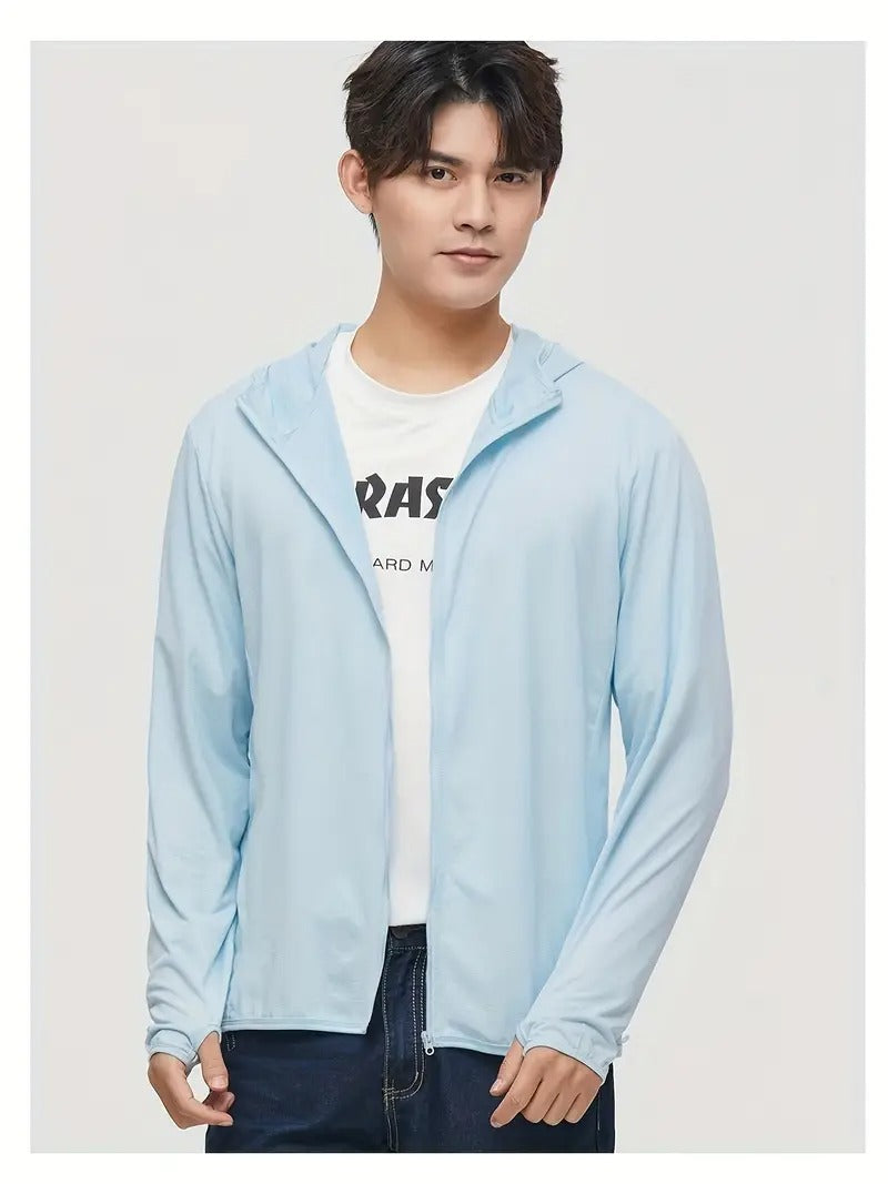 Men’s Lightweight UV Sun Hoodie – Ice Silk, Quick-Dry & Breathable for Summer – Fishing, Cycling, Hiking Activewear | 1999