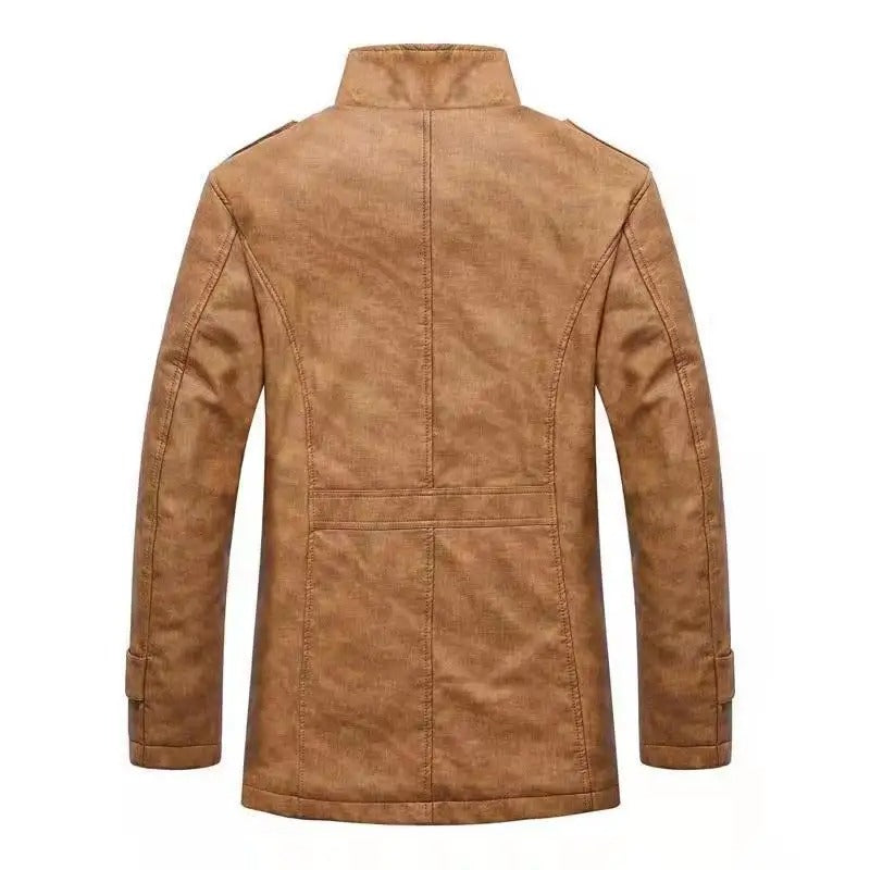 Cappotto invernale caldo in pelle da uomo, parka, giacca in pile, trench, giacca slim | ZQBA227
