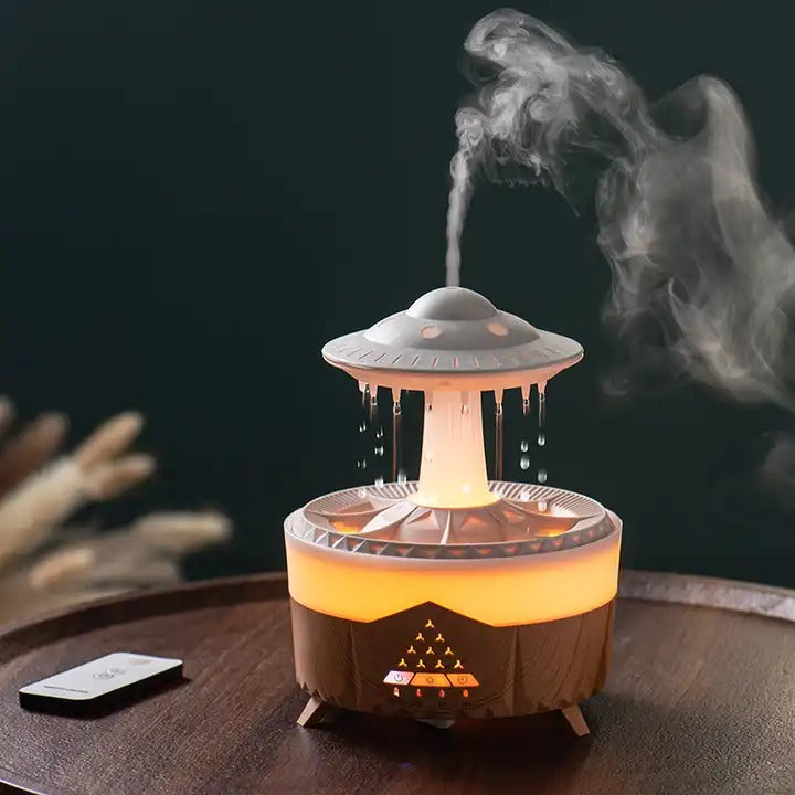 Remote Control Raindrop Cloud Humidifier 7 Colors LED Lamp UFO Aroma Diffusers | X01
