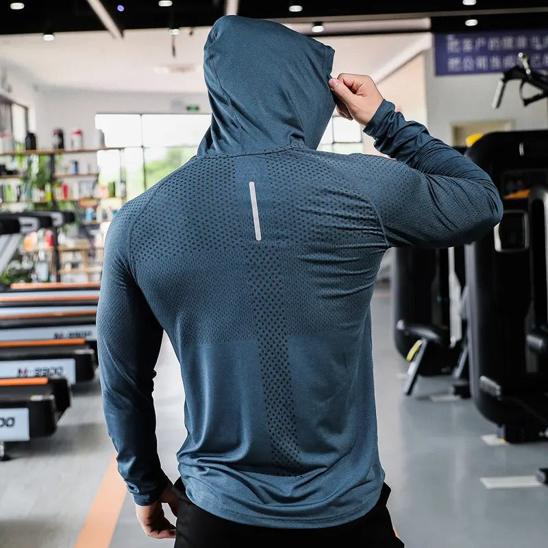 Felpa con cappuccio sportiva da corsa per fitness da uomo, palestra, allenamento muscolare | 61139