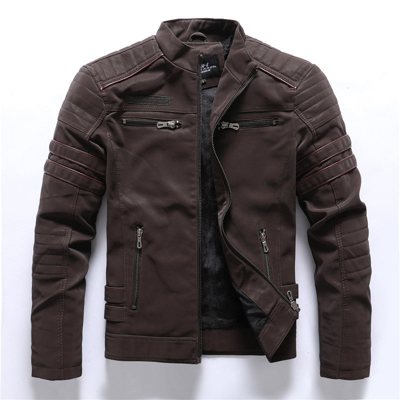 Giacca da uomo in pelle scamosciata morbida spazzolata PU, moda, multi-ricamata, giacca da marea, blazer | 8809