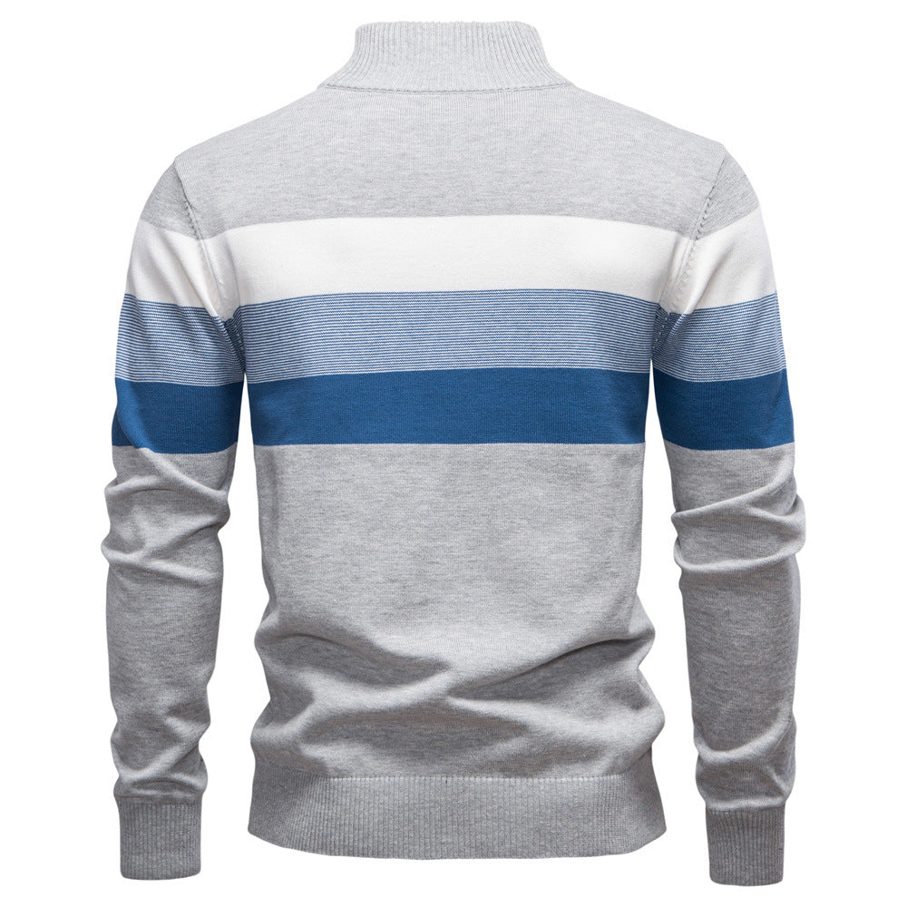 Men’s Half-Zip Mock Neck Knitted Sweater – Slim Fit Pullover for Autumn & Winter | Y245