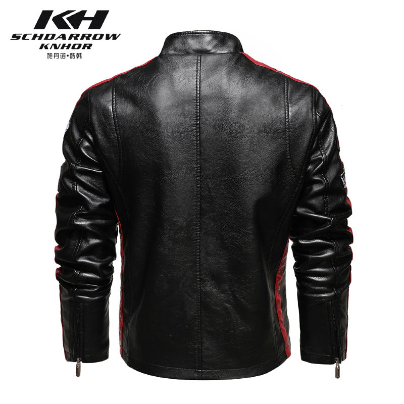 Veste en similicuir pour homme avec col montant et poches multiples | KH-188