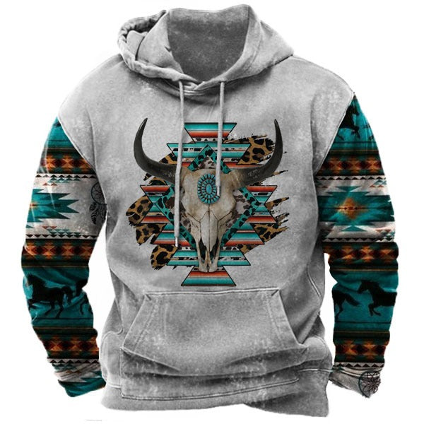 Sweat à capuche à manches longues pour homme, style cowboy, décontracté