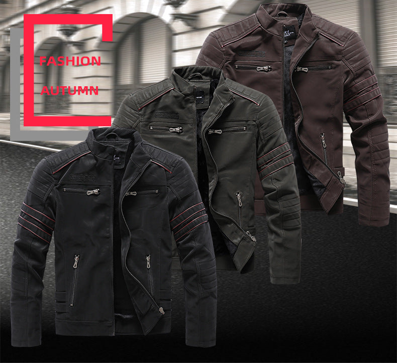 Giacca da uomo in pelle scamosciata morbida spazzolata PU, moda, multi-ricamata, giacca da marea, blazer | 8809