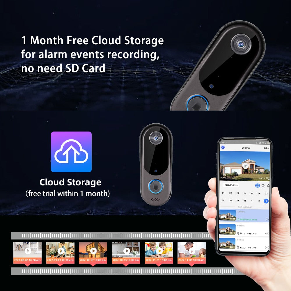 Wireless Home WiFi Smart High-Definition Video Doorbell Camera Two-Way Intercom Multi-Person Sharing Cloud Storage | AL-T3
