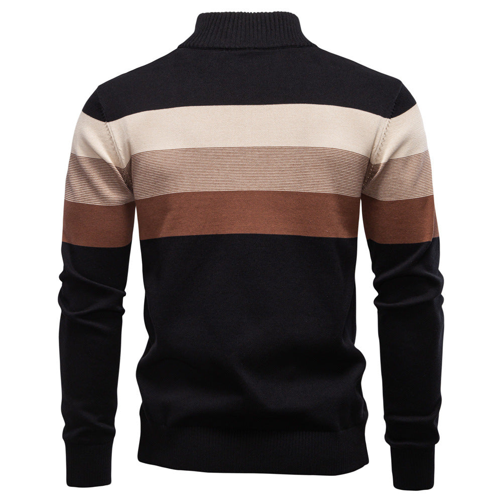 Men’s Half-Zip Mock Neck Knitted Sweater – Slim Fit Pullover for Autumn & Winter | Y245