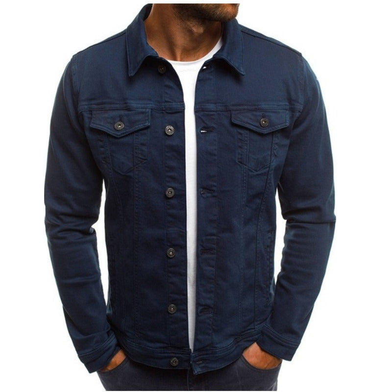 High Quality Denim Jacket Casual Solid Color Streetwear Coat Cardigan Button Workwear Jacket Top | zc132