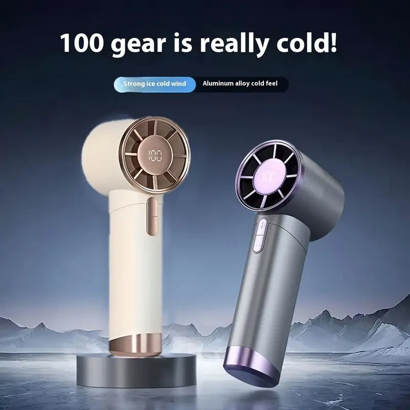 Turbo Handheld Fan with LED Display 100-Speed USB Rechargeable Mini Fan Portable Outdoor Cooling Fan | DS1013