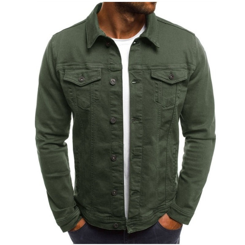 High Quality Denim Jacket Casual Solid Color Streetwear Coat Cardigan Button Workwear Jacket Top | zc132