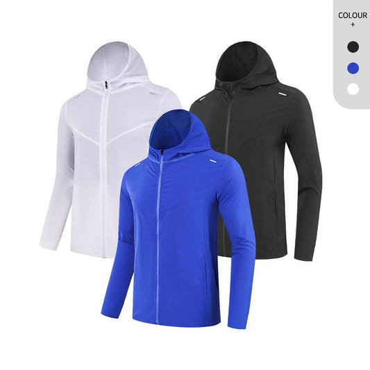 Men Premium Quality Reflective Stripe Sports Running Hooded Top Waterproof Outdoor Windrunner Gym Workout Jackets