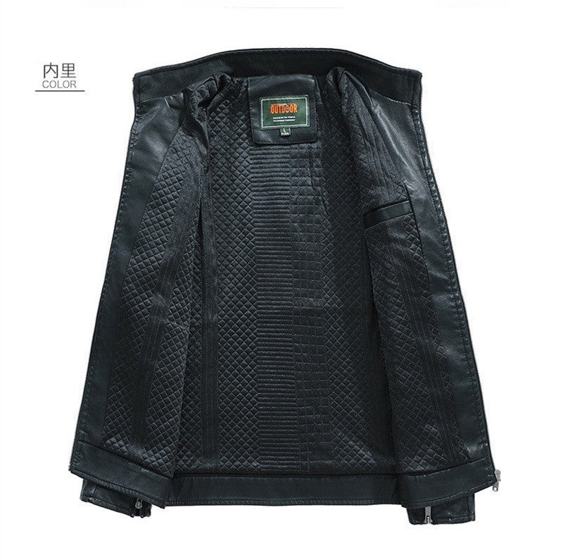 Uomo Stand Collar PU Pelle Colori Solidi Vintage Motociclista Cerniera Giacche | M707