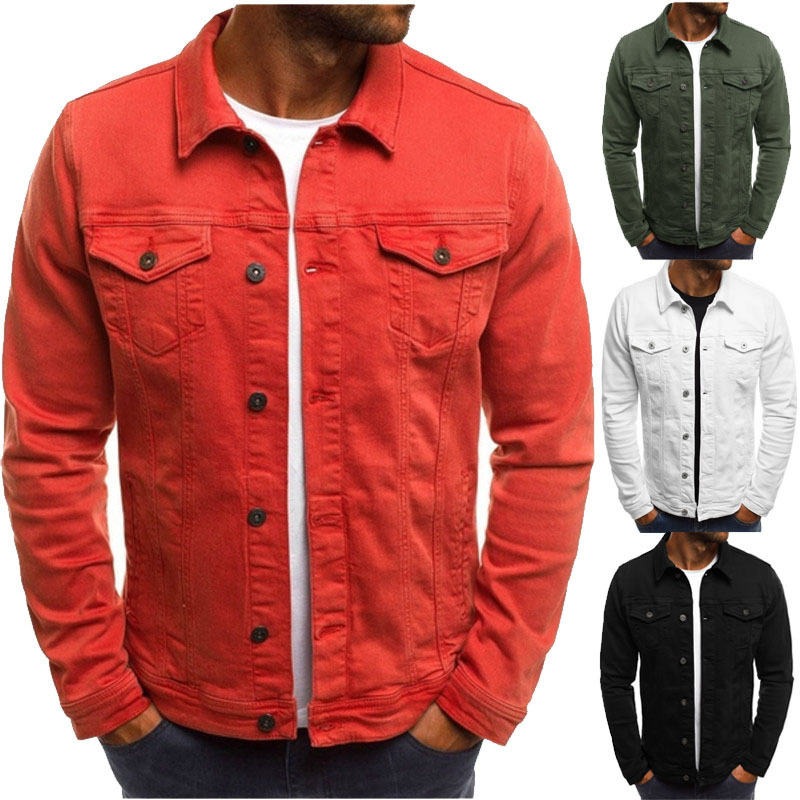 High Quality Denim Jacket Casual Solid Color Streetwear Coat Cardigan Button Workwear Jacket Top | zc132