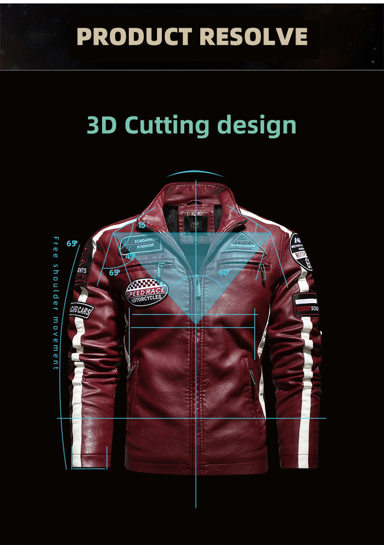 Veste en similicuir pour homme avec col montant et poches multiples | KH-188