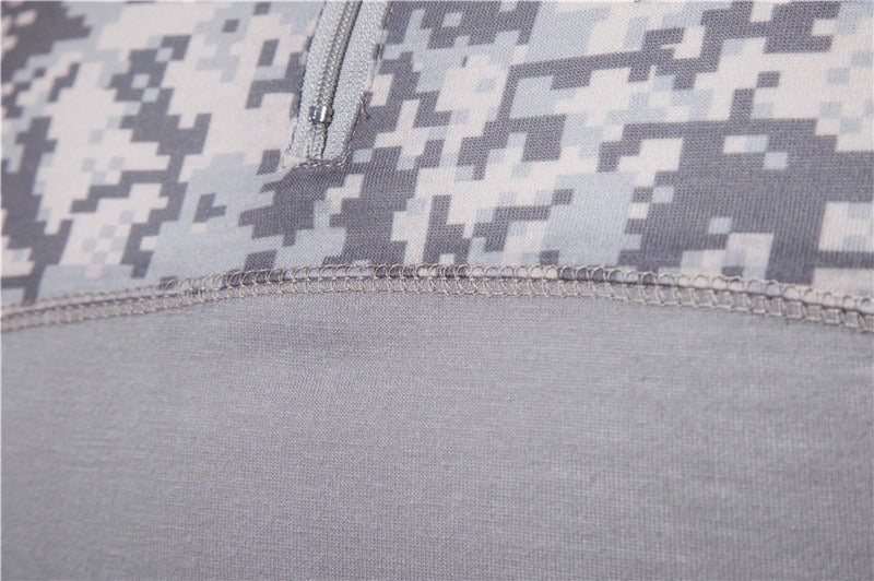 T-shirt décontracté à manches longues et col montant pour homme avec coutures camouflage | 1815-G11