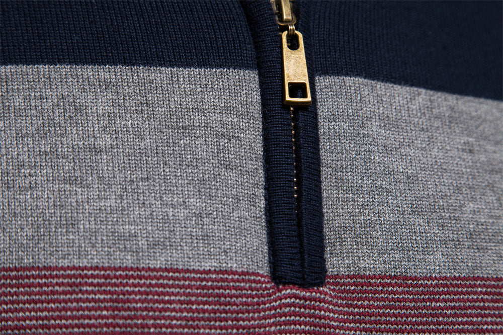 Men’s Half-Zip Mock Neck Knitted Sweater – Slim Fit Pullover for Autumn & Winter | Y245