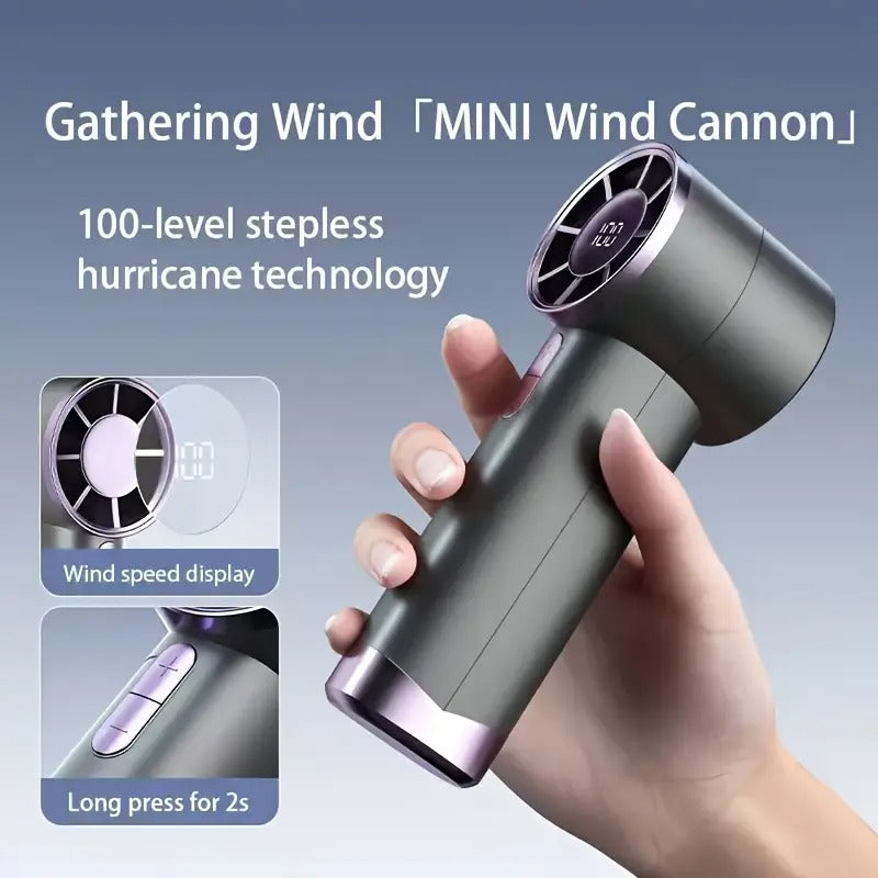 Turbo Handheld Fan with LED Display 100-Speed USB Rechargeable Mini Fan Portable Outdoor Cooling Fan | DS1013