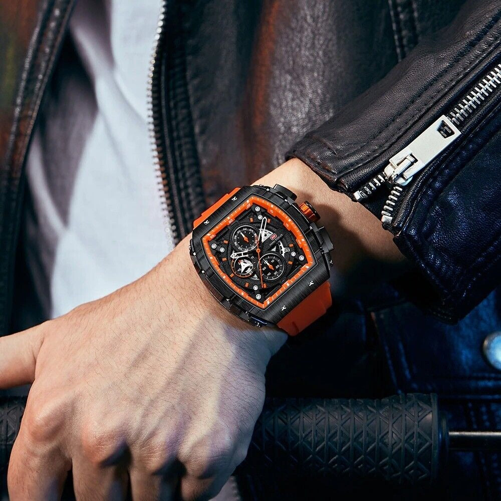Montres de sport à quartz de luxe pour hommes avec bracelet en silicone et chronographe | MF0399G