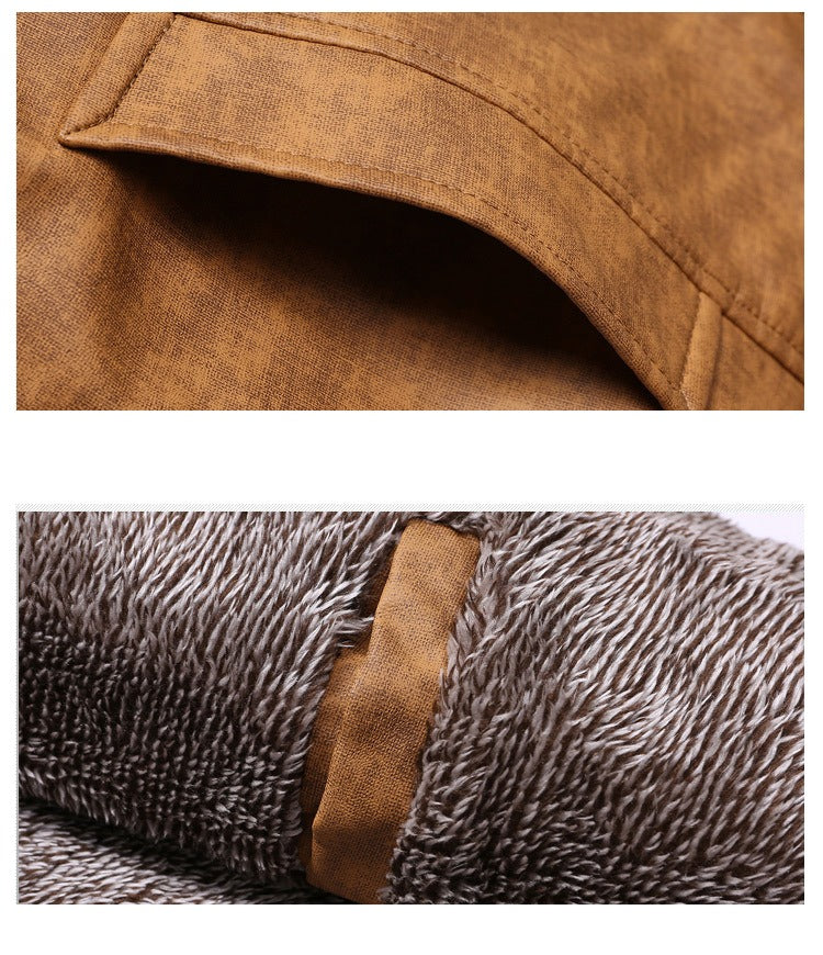 Cappotto invernale caldo in pelle da uomo, parka, giacca in pile, trench, giacca slim | ZQBA227