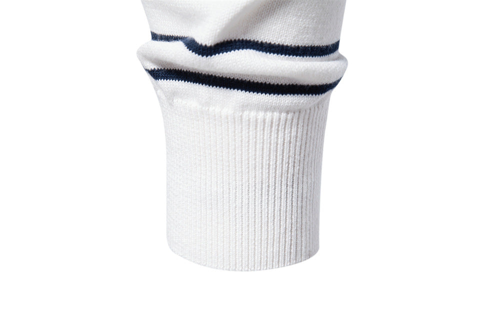 Men’s Striped Patchwork Knit Sweater – Crew Neck Casual Pullover for Autumn/Winter | SW117