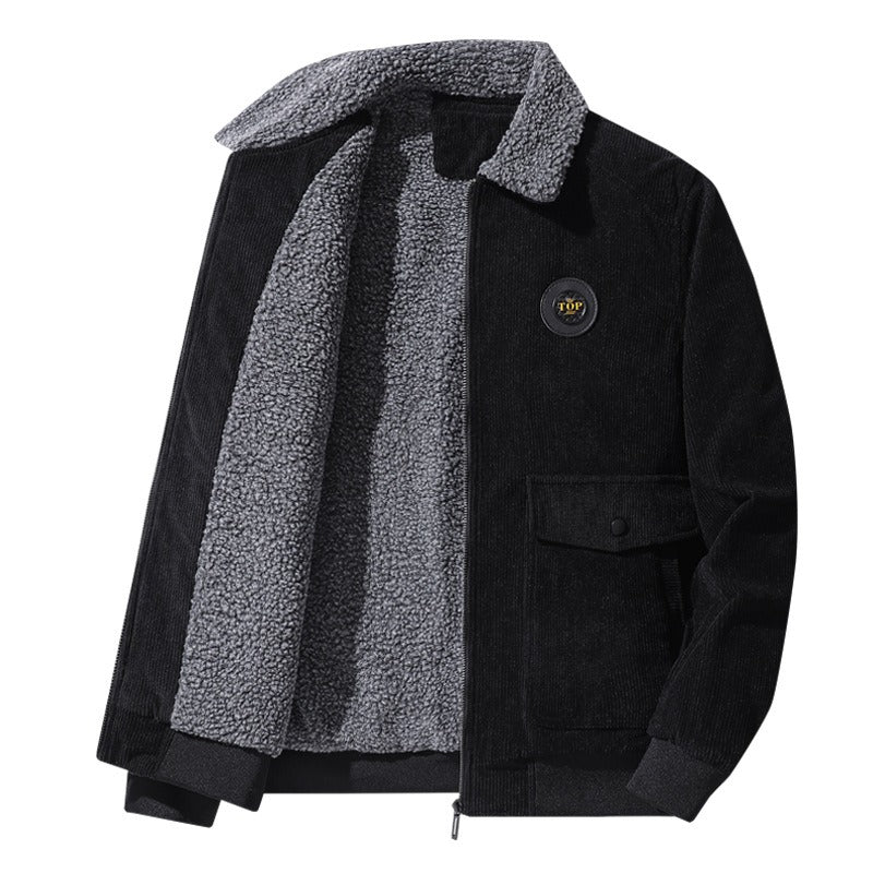 Manteau en velours côtelé chenille grande taille pour homme, veste décontractée à simple boutonnage | 212