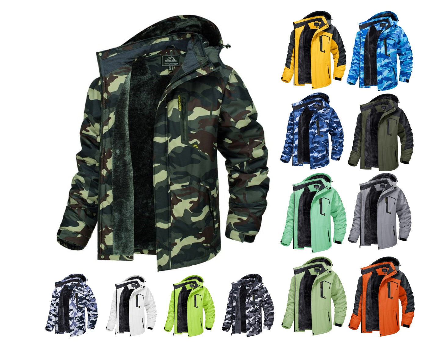 Mens Top Quality Warm Jacket Fleece Lined Waterproof Hooded Full Zip Bomber Coat
| TJ153D
