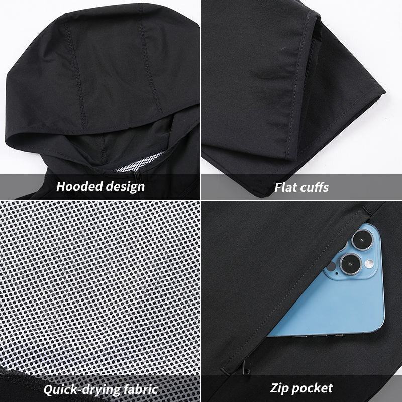 Veste de sport à capuche pour homme, imperméable, de qualité supérieure, avec bandes réfléchissantes, pour course à pied, extérieur, gym, entraînement