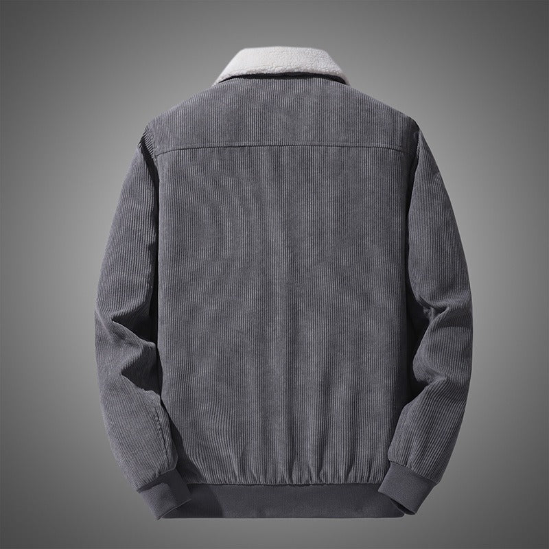 Manteau en velours côtelé chenille grande taille pour homme, veste décontractée à simple boutonnage | 212