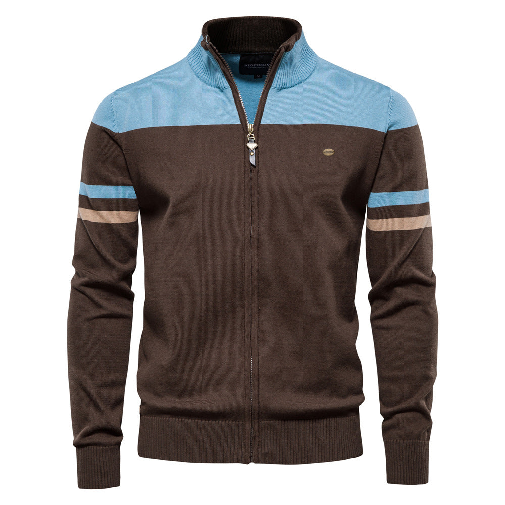 Men’s Zip-Up Knitted Soft Cotton Cardigan Urban Slim Fit Stand Collar Sweater Quality Top | SW188
