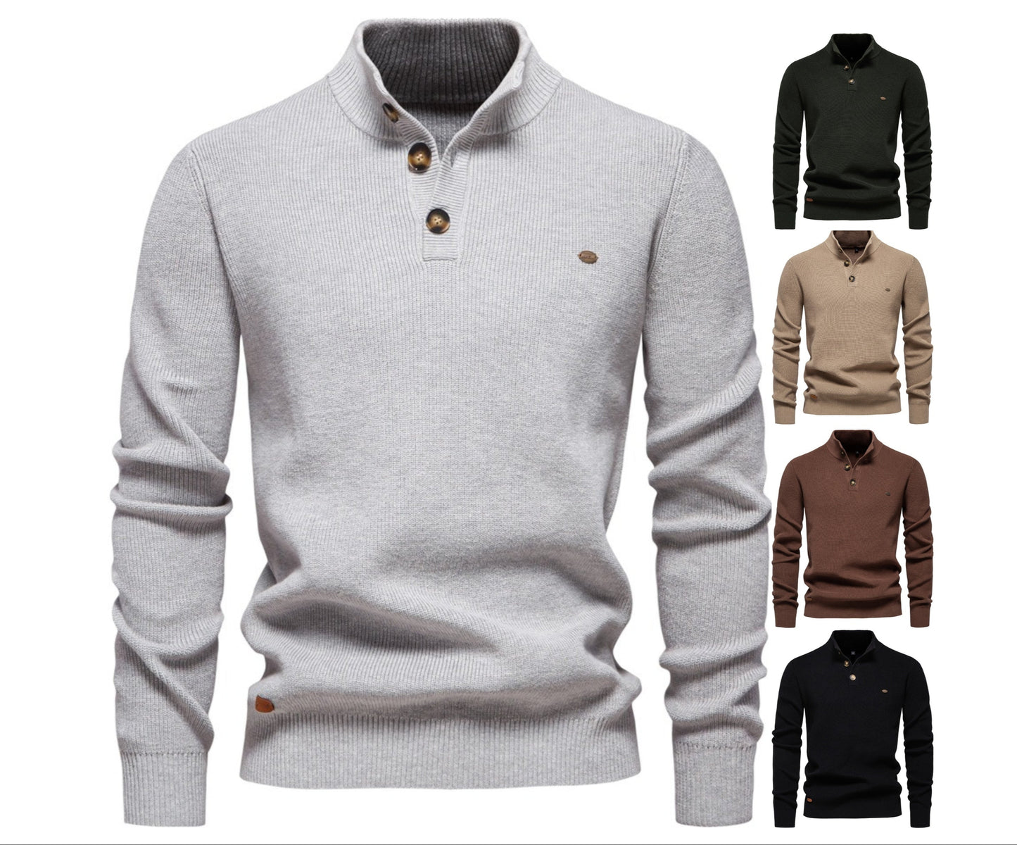 Men’s High-Neck Zip Cardigan Sweater – Solid Color Knit Pullover, Business Casual Warm Winter Jacket for Men | SW833
