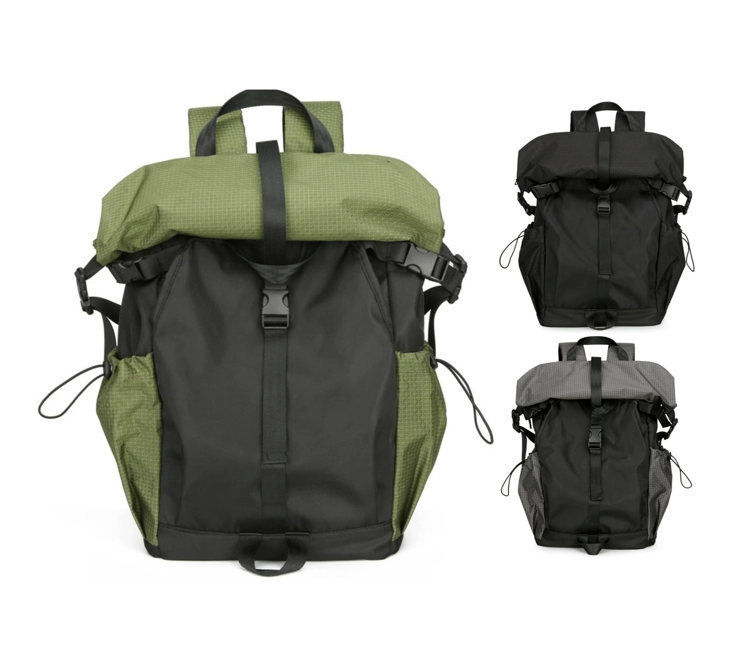 Men’s Roll-Top Backpack – 20–35L Expandable, Laptop & Travel Bag | K001