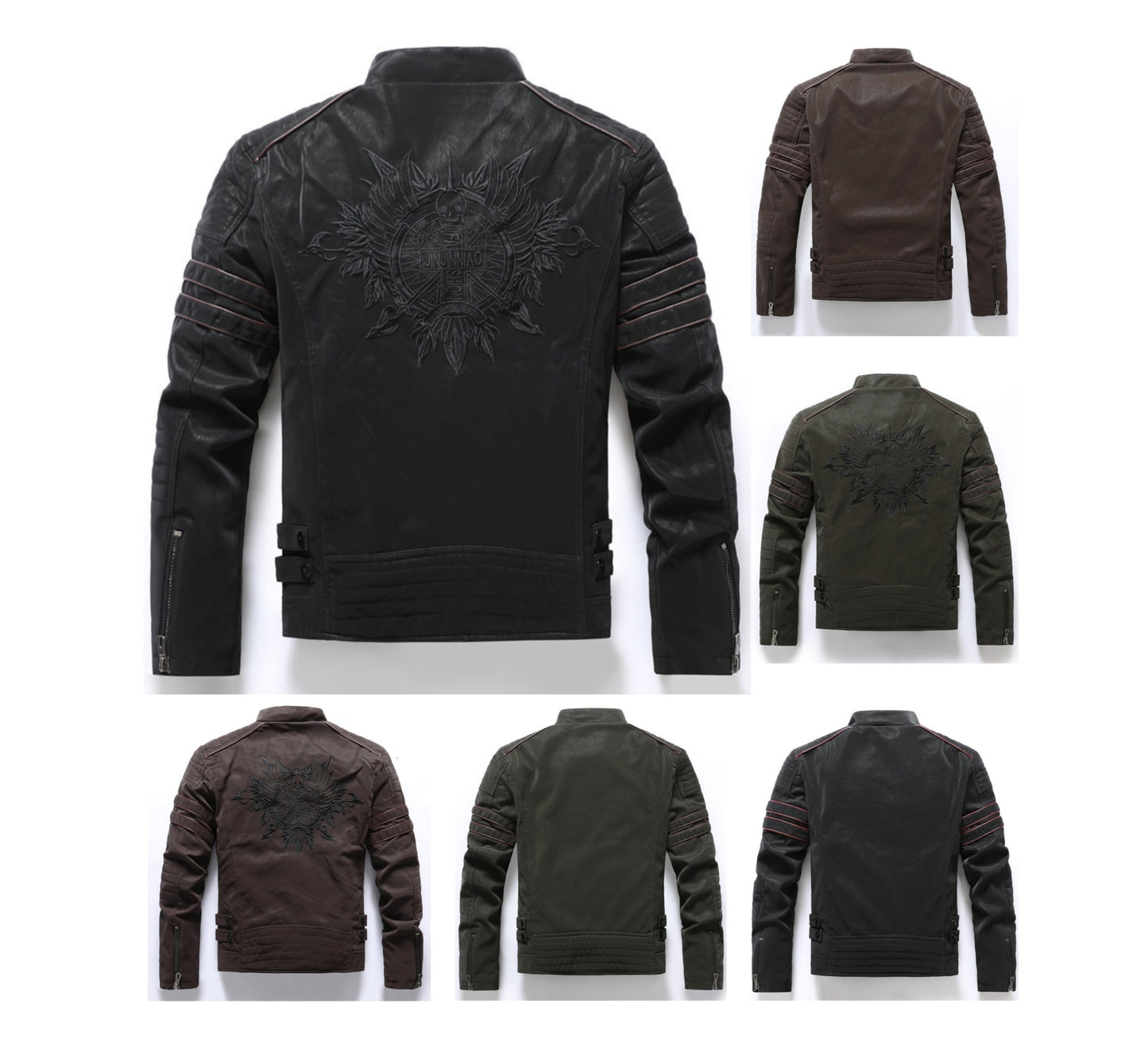 Giacca da uomo in pelle scamosciata morbida spazzolata PU, moda, multi-ricamata, giacca da marea, blazer | 8809