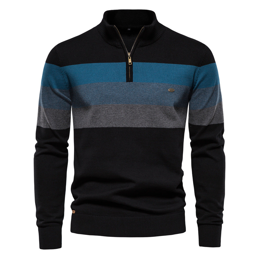 Men’s Half-Zip Mock Neck Knitted Sweater – Slim Fit Pullover for Autumn & Winter | Y245