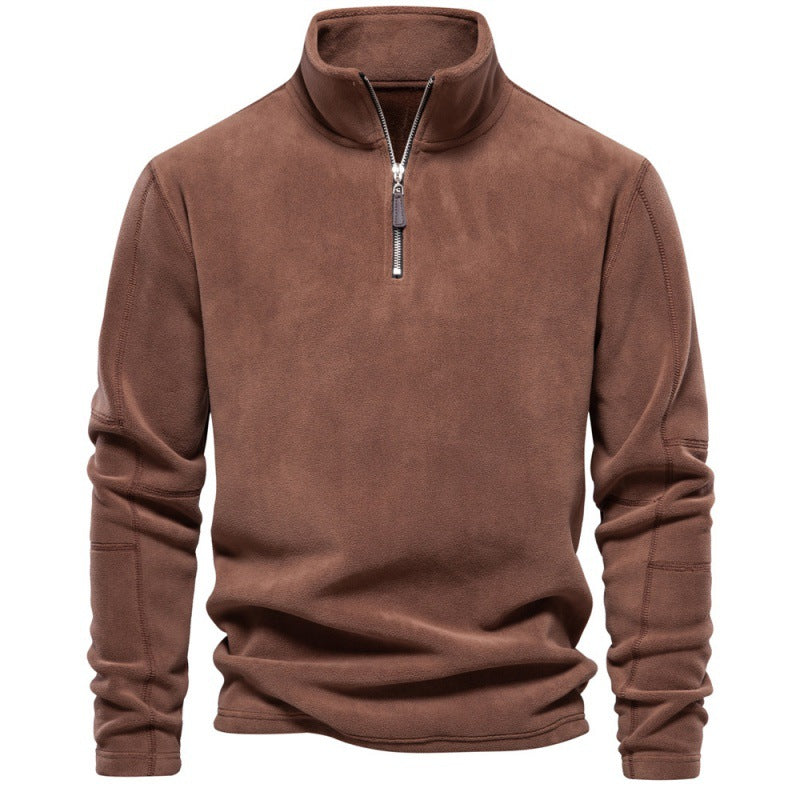 Men’s Fleece Pullover Sweatshirts | Autumn-Winter 2025 Europe Fashion | Half-Zip Stand Collar Tops | HD08