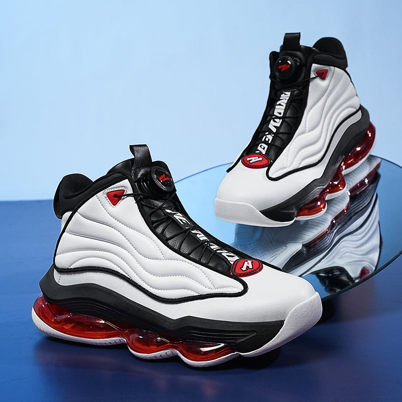 Men’s High-Top Basketball Shoes with Rotating Strap & Air Cushion – Street Sport Sneakers | A329