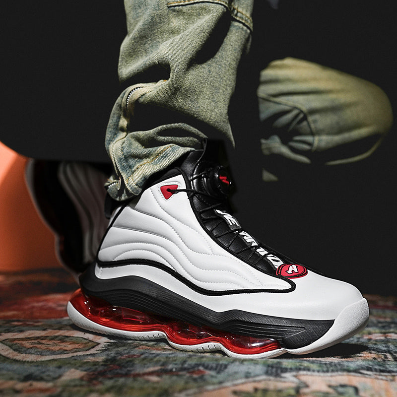 Men’s High-Top Basketball Shoes with Rotating Strap & Air Cushion – Street Sport Sneakers | A329