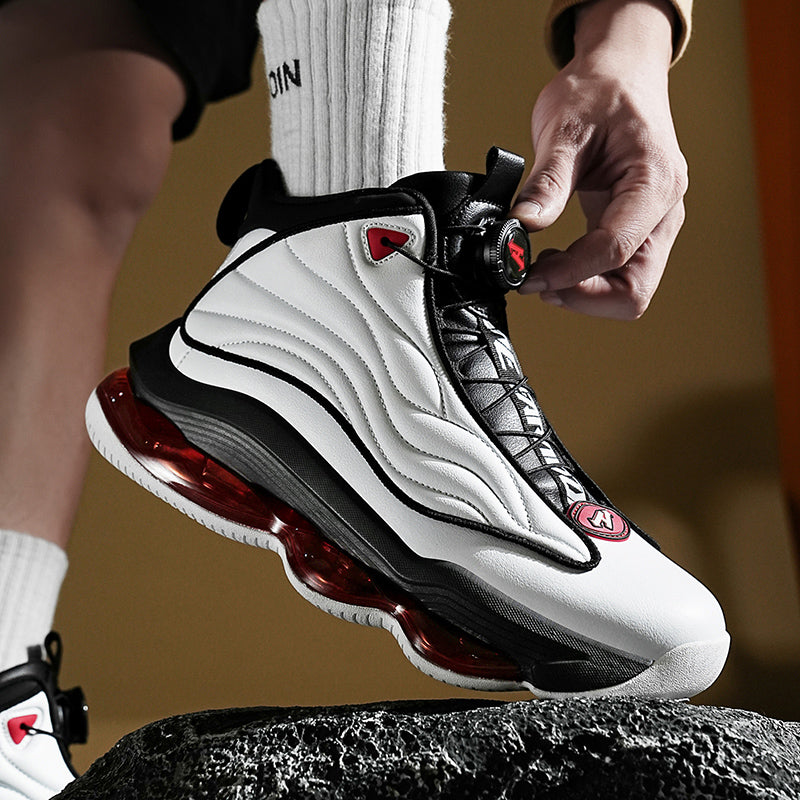 Men’s High-Top Basketball Shoes with Rotating Strap & Air Cushion – Street Sport Sneakers | A329